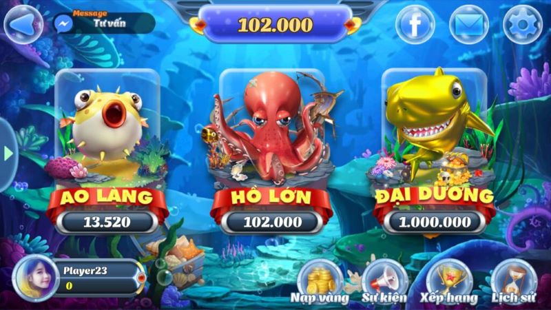 Săn boss khủng Bắn Cá Đại Dương tại H3Bet – Nhận ngay voucher trị giá 500K 3 Hồ Lớn mức cược trung bình từ 10.000 đến 100.000 đồng